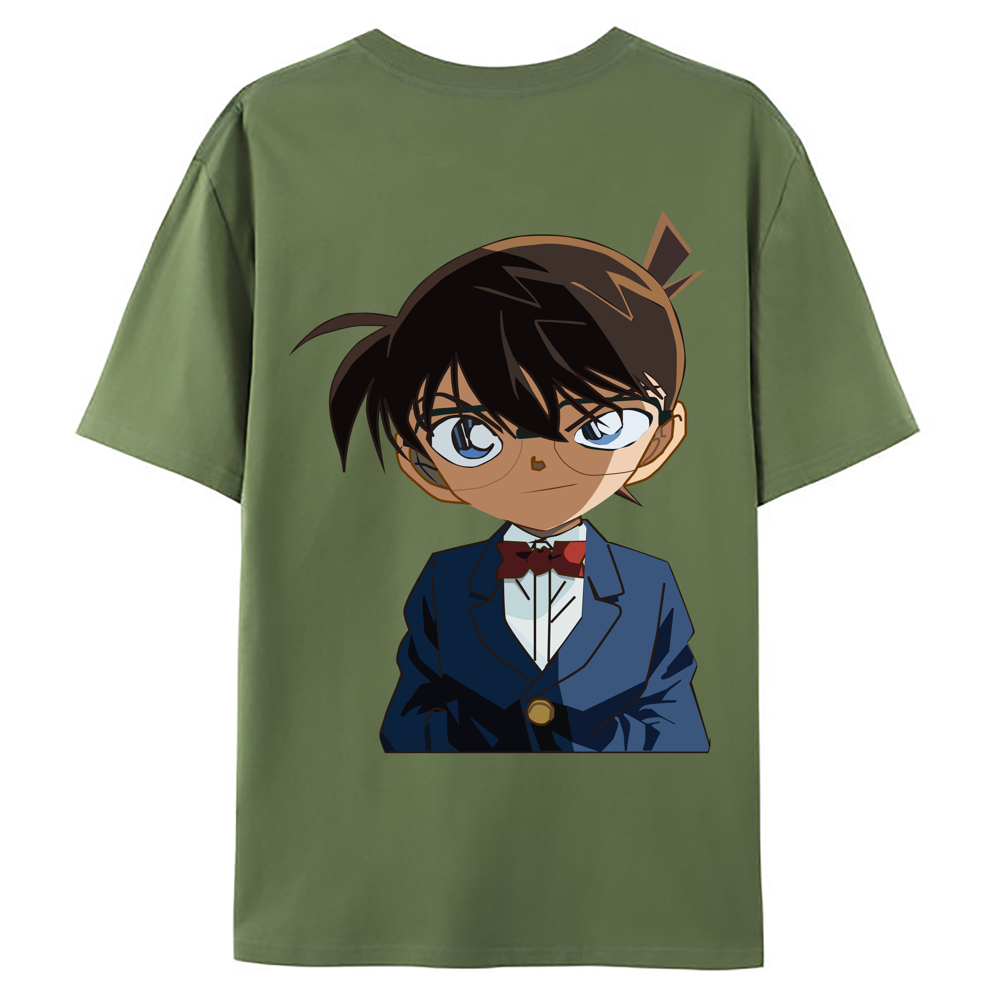 （画像用） 名探偵コナン 江戸川 コナン Detective Conan Conan Edogawa 綿100％ メンズ半袖Tシャツ（バックプリント） 通気性